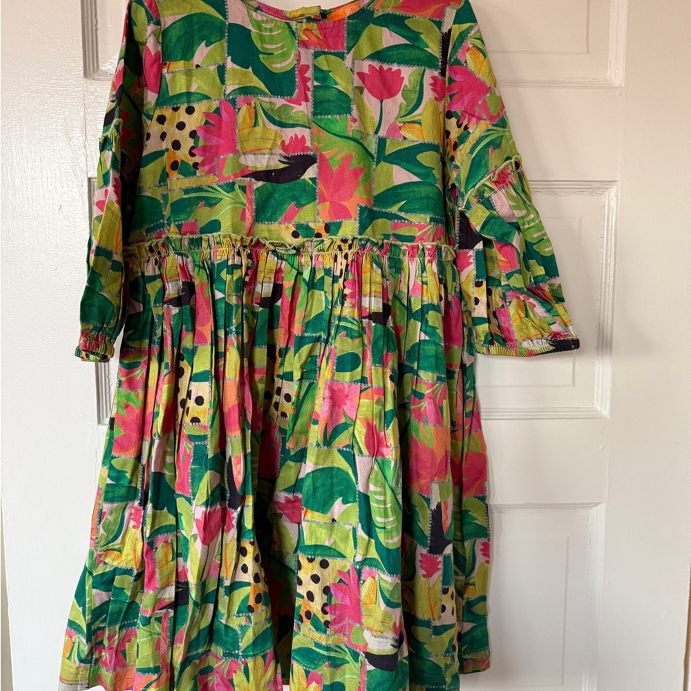 Briton Court Girls Floral Tropical Long Sleeve Dress 10